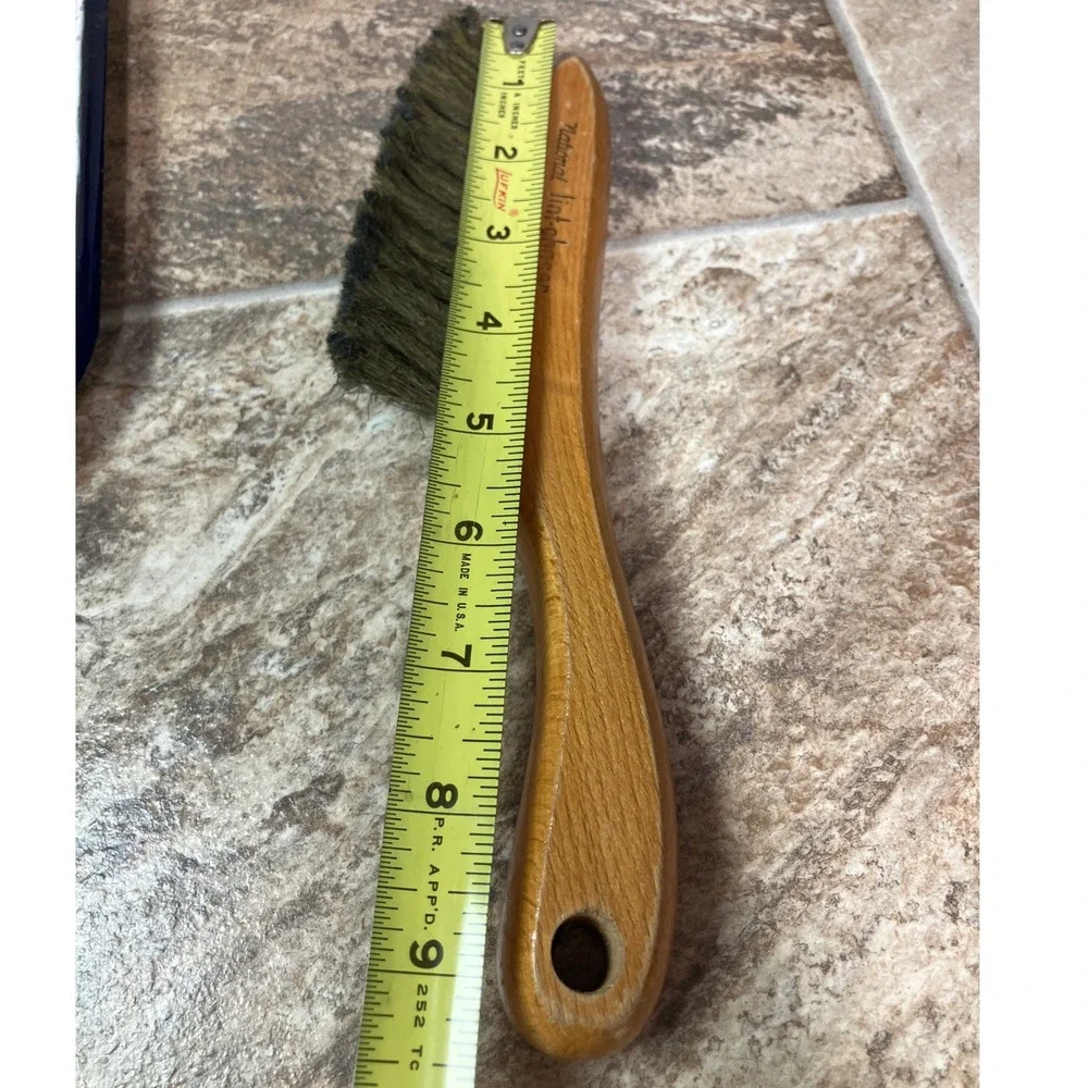 Vintage National Lint-Chaser Wooden Clothes Brush Brown Mid Century Made in USA